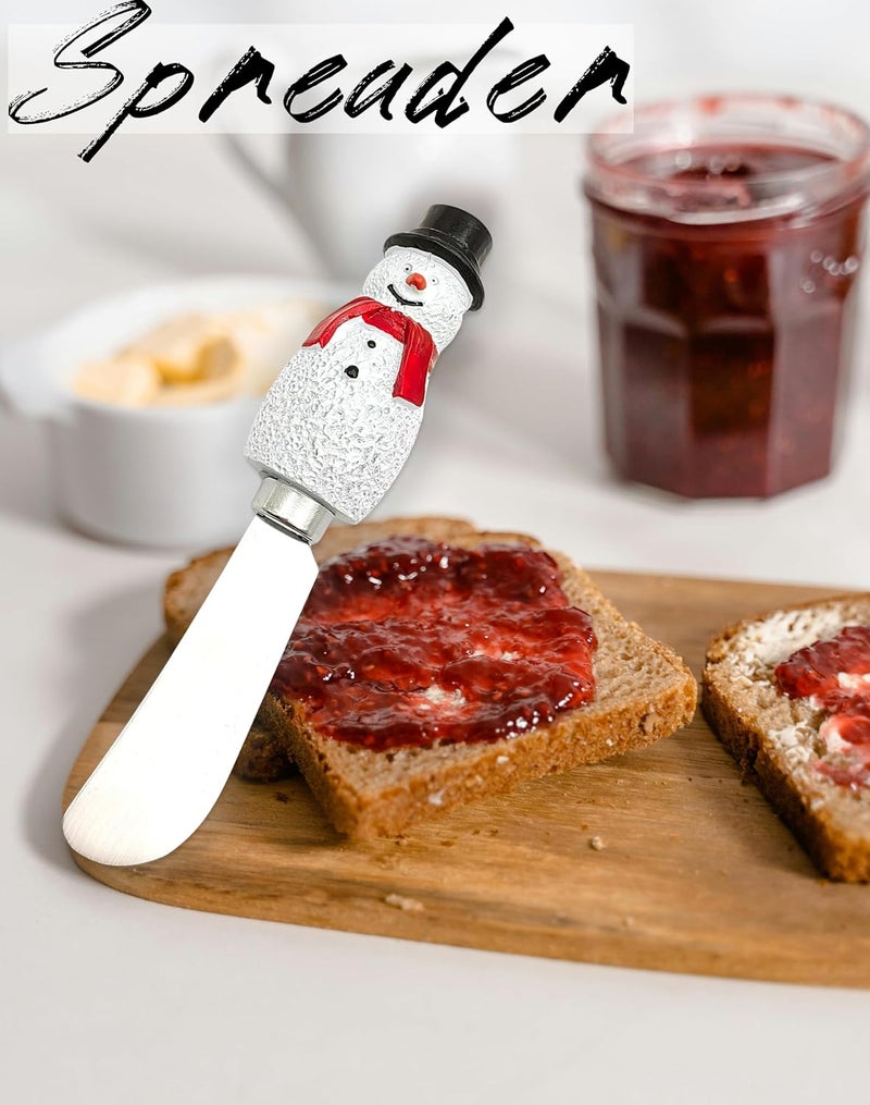 Zoster Handmade Resin Snowman Cheese Knife Spreader, Butter Knife Spreader, Stainless Steel Blade, Christmas Gift for Men and Women (Snow Man in Black Hat), 5.31” x 1.18” x 1.18” - Image 5